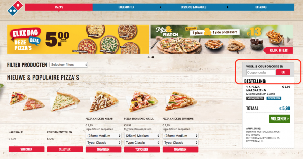 Domino's Couponcode: 15% smullen favoriete pizza!